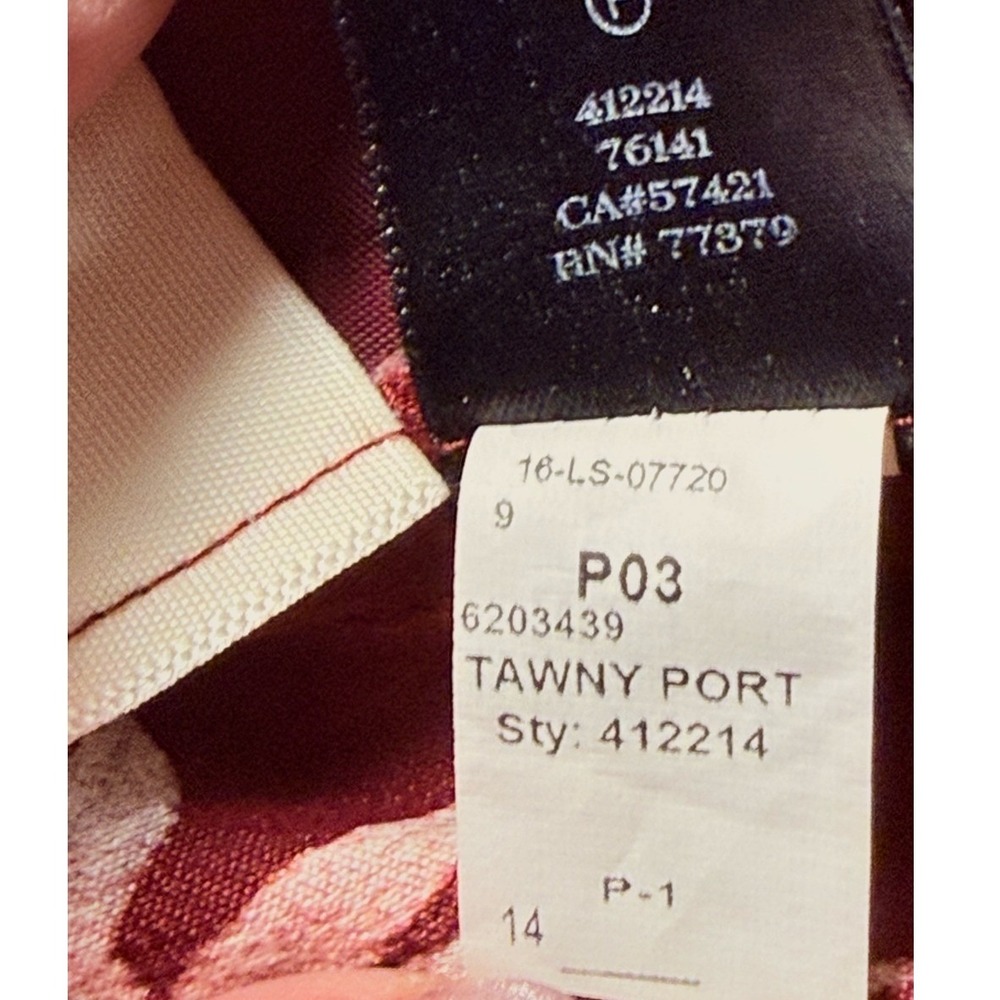 Ann Taylor Tawny Port Red Floral Wide Leg Cropped Pants size 14 style 412214 - Picture 7 of 7